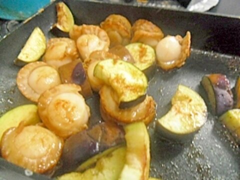 ベビーホタテとなすの焼肉タレ炒め　お弁当に